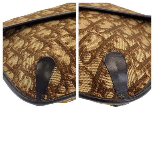 Dior Shoulder Bag Canvas, Leather Brown Gold Metal Shoulder Bag Trotter CD logo Women Used Authentic