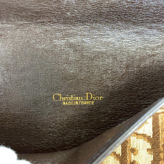 Dior Shoulder Bag Canvas, Leather Brown Gold Metal Shoulder Bag Trotter CD logo Women Used Authentic