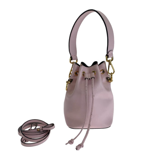 FENDI Shoulder Bag leather Pink Gold Metal Handbag Crossbody Shoulder Bag 2WAY Mini Handbag Montrezor Women Used Authentic