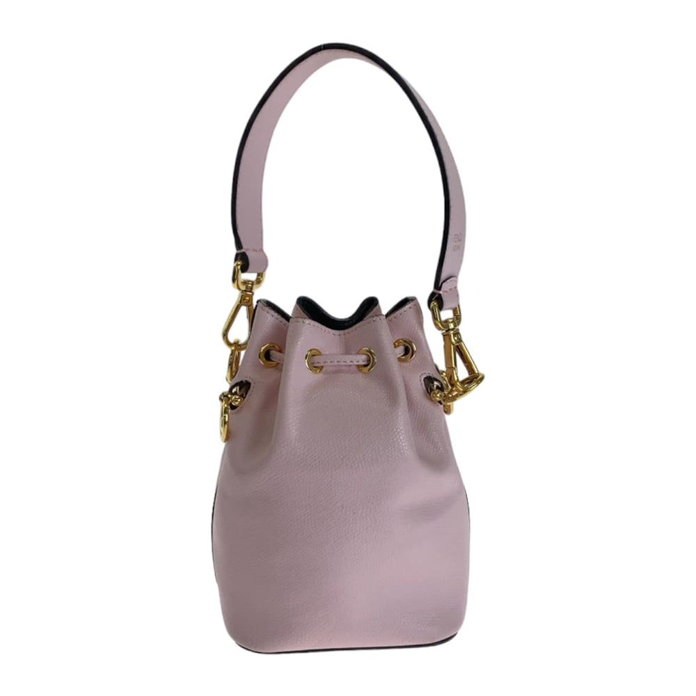 FENDI Shoulder Bag leather Pink Gold Metal Handbag Crossbody Shoulder Bag 2WAY Mini Handbag Montrezor Women Used Authentic