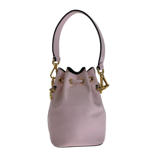 FENDI Shoulder Bag leather Pink Gold Metal Handbag Crossbody Shoulder Bag 2WAY Mini Handbag Montrezor Women Used Authentic