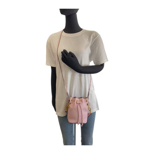 FENDI Shoulder Bag leather Pink Gold Metal Handbag Crossbody Shoulder Bag 2WAY Mini Handbag Montrezor Women Used Authentic