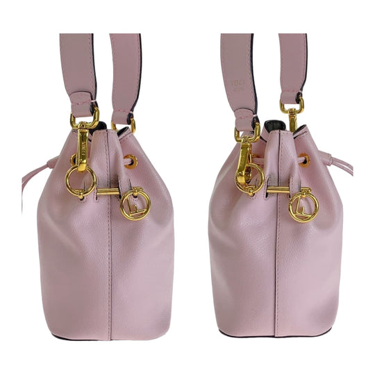 FENDI Shoulder Bag leather Pink Gold Metal Handbag Crossbody Shoulder Bag 2WAY Mini Handbag Montrezor Women Used Authentic