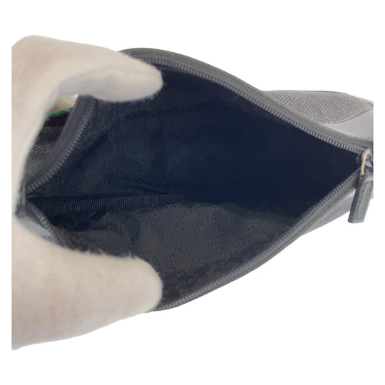 GUCCI Handbag 92320 Canvas, Leather Black Silver Metal Handbag accessory pouch Sherry line Women Used Authentic