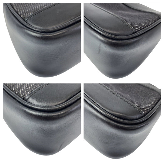 GUCCI Handbag 92320 Canvas, Leather Black Silver Metal Handbag accessory pouch Sherry line Women Used Authentic