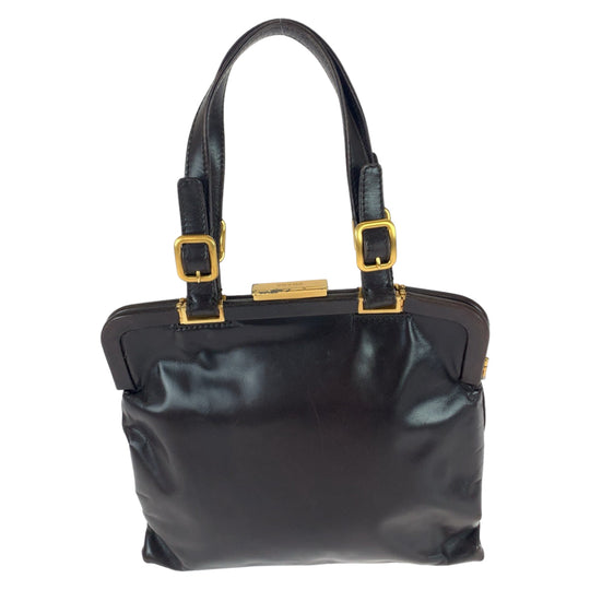 PRADA Handbag B7649 leather Dark Brown Gold Metal Handbags, Purse Tote Bags Women Used Authentic