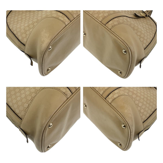 GUCCI Handbag 309617 leather Beige Gold Metal Handbag 2WAY Shoulder Bag Micro Guccisima Women Used Authentic