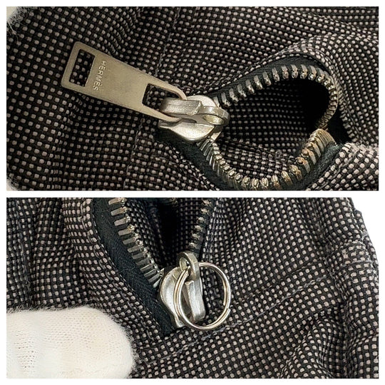HERMES Tote Bag canvas Grey SilverMetal Tote Bag Handbag A4 storage Unisex Her Line MM mens Used Authentic