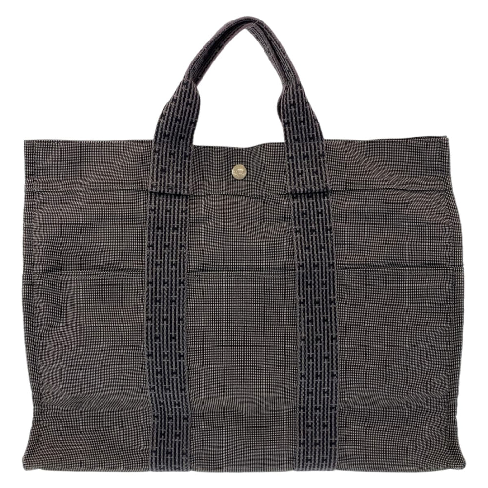 HERMES Tote Bag canvas Grey SilverMetal Tote Bag Handbag A4 storage Unisex Her LineTote MM mens Used Authentic