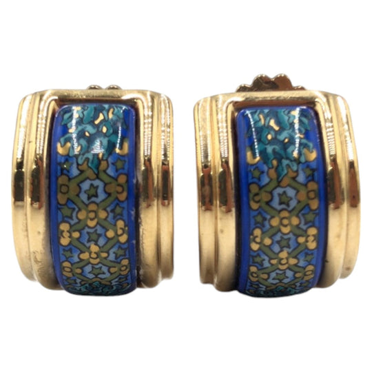 HERMES Earring metal Gold blue Earring Emile Women Used Authentic