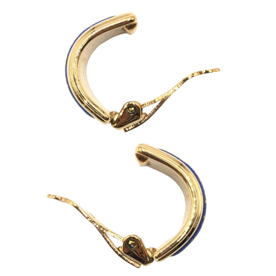 HERMES Earring metal Gold blue Earring Emile Women Used Authentic