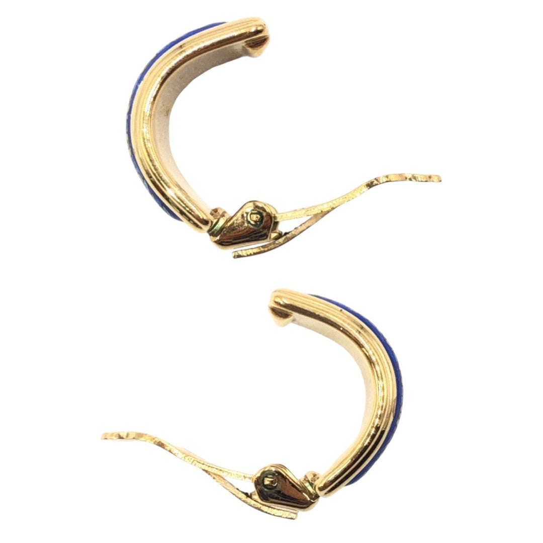 HERMES Earring metal Gold blue Earring Emile Women Used Authentic