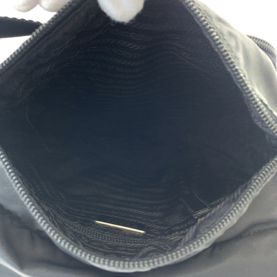 PRADA Shoulder Bag 1BD994 Nylon Black SilverMetal Shoulder Bag Crossbody Test Triangle With logo Women Used Authentic