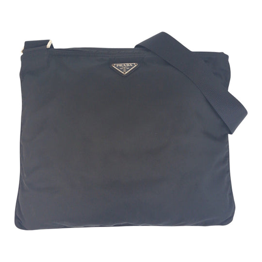 PRADA Shoulder Bag 42 Nylon Black SilverMetal Crossbody Shoulder Bag Unisex Test Triangle With logo Women(Unisex) Used Authentic