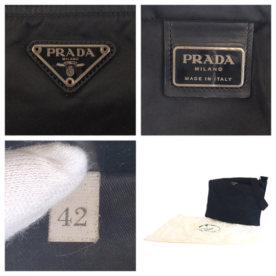 PRADA Shoulder Bag 42 Nylon Black SilverMetal Crossbody Shoulder Bag Unisex Test Triangle With logo Women(Unisex) Used Authentic