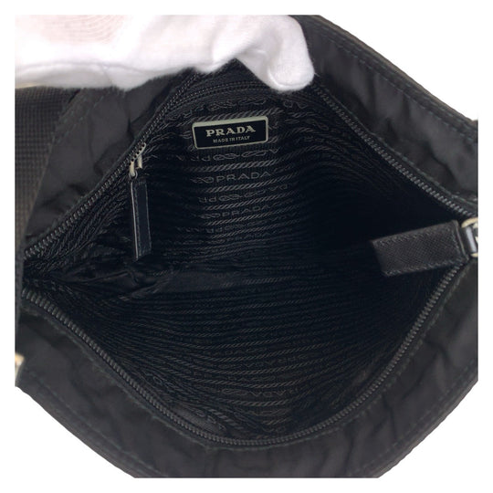 PRADA Shoulder Bag Nylon Black SilverMetal Crossbody Shoulder Bag Messenger Bag Test Triangle With logo Women Used Authentic