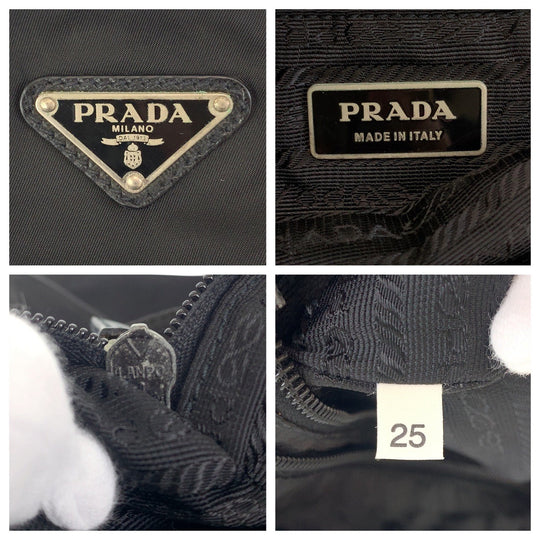 PRADA Shoulder Bag Nylon Black SilverMetal Crossbody Shoulder Bag Messenger Bag Test Triangle With logo Women Used Authentic