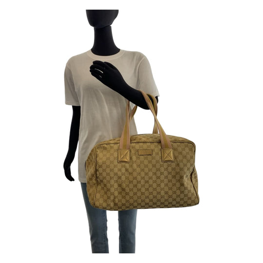 GUCCI Boston Duffel bag 153240 GG canvas Beige multicolor Boston Duffel bag unisex Sherry line mens Used Authentic
