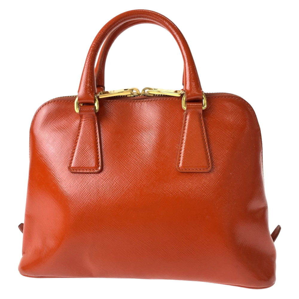 PRADA Shoulder Bag BL0838 leather Orange GoldMetal Shoulder Bag handbag Promenade Patent Saffiano Triangle With logo Women Used Authentic