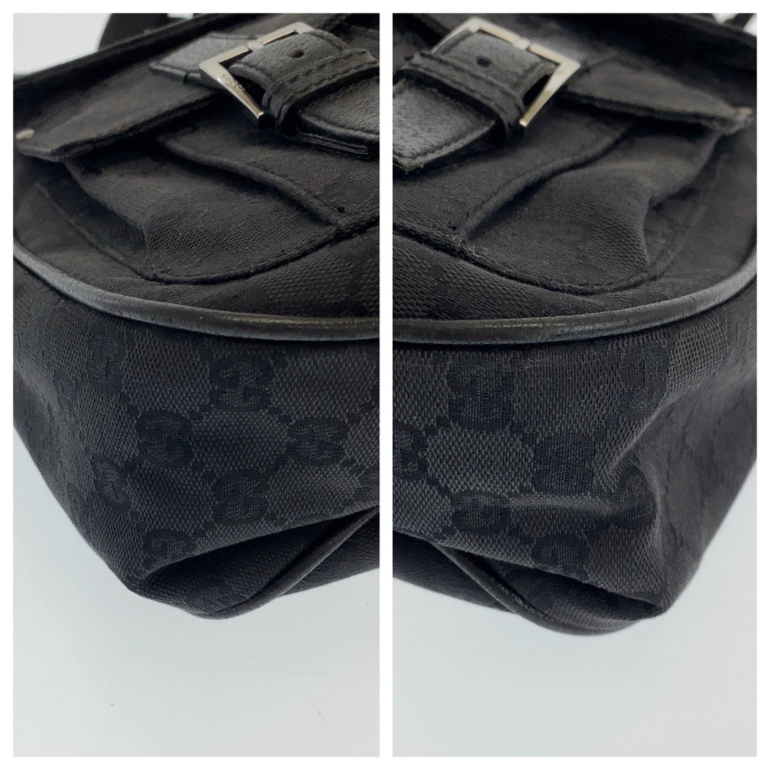 GUCCI Shoulder Bag 114269 GG canvas, leather Black Silver Metal Crossbody Shoulder Bag Messenger Bag mens Used Authentic