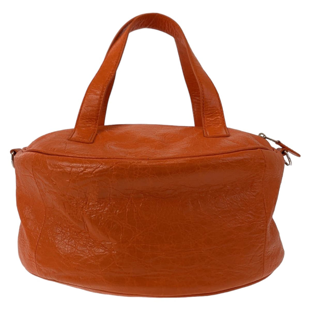 BALENCIAGA Shoulder Bag Calfskin Orange SilverMetal Shoulder Bag Handbag 2WAY air hobo Women Used Authentic