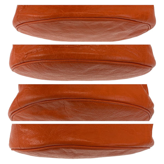 BALENCIAGA Shoulder Bag Calfskin Orange SilverMetal Shoulder Bag Handbag 2WAY air hobo Women Used Authentic