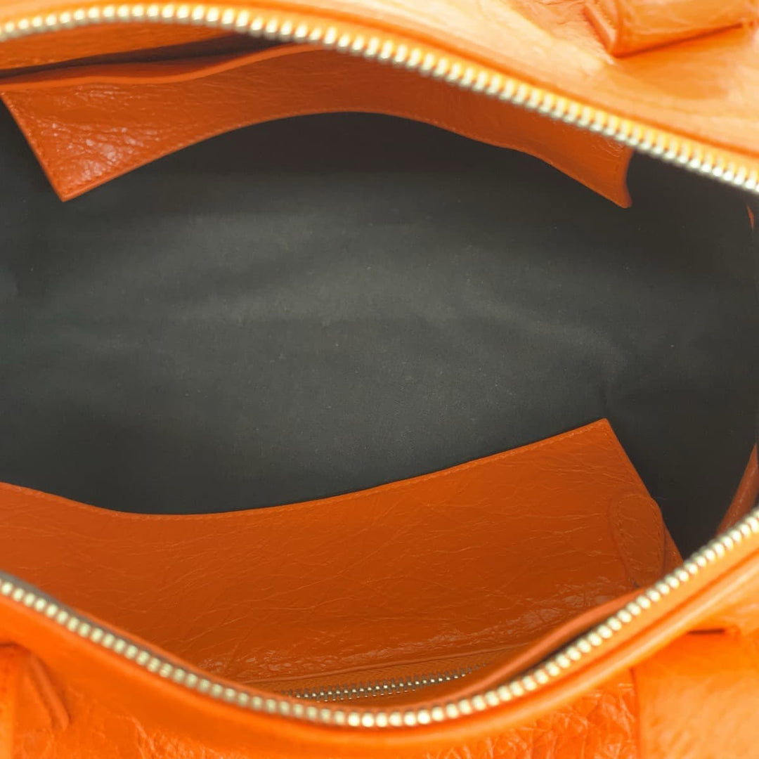 BALENCIAGA Shoulder Bag Calfskin Orange SilverMetal Shoulder Bag Handbag 2WAY air hobo Women Used Authentic