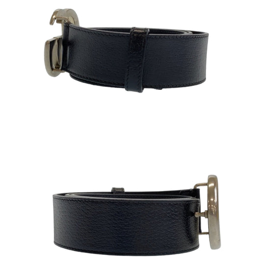 GUCCI belt 525040 leather Black SilverMetal Belt Buckle 33.1"/34" Unisex Marmont GG logo mens 34 Used Authentic