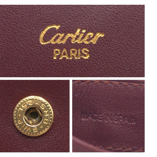 CARTIER Coin case leather wine-red Must Line