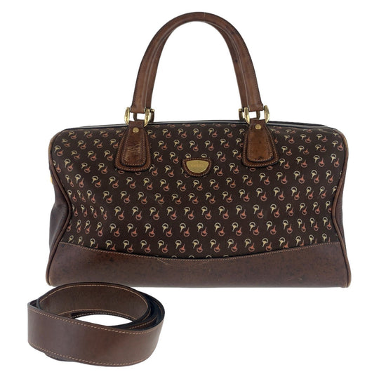 GUCCI Boston Duffel bag Nylon, Leather Brown Gold Metal Boston Duffel bag Crossbody Shoulder Bag 2way Old Gucci Horsebit Pattern Women Used Authentic