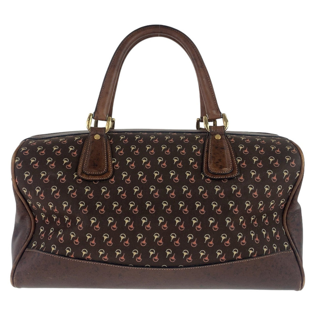 GUCCI Boston Duffel bag Nylon, Leather Brown Gold Metal Boston Duffel bag Crossbody Shoulder Bag 2way Old Gucci Horsebit Pattern Women Used Authentic