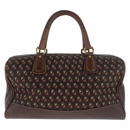 GUCCI Boston Duffel bag Nylon, Leather Brown Gold Metal Boston Duffel bag Crossbody Shoulder Bag 2way Old Gucci Horsebit Pattern Women Used Authentic
