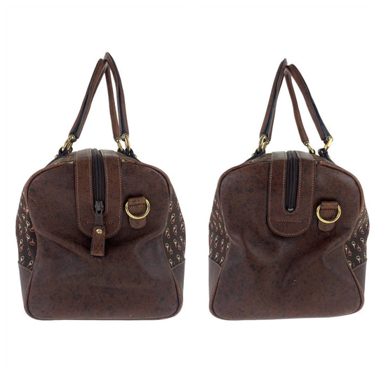 GUCCI Boston Duffel bag Nylon, Leather Brown Gold Metal Boston Duffel bag Crossbody Shoulder Bag 2way Old Gucci Horsebit Pattern Women Used Authentic