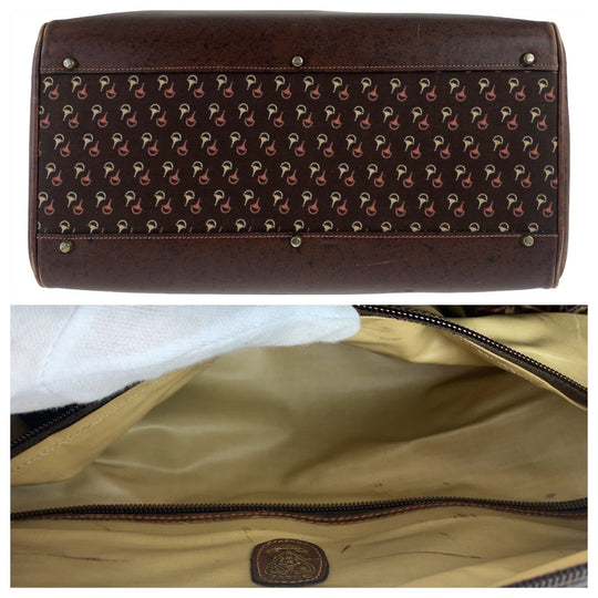 GUCCI Boston Duffel bag Nylon, Leather Brown Gold Metal Boston Duffel bag Crossbody Shoulder Bag 2way Old Gucci Horsebit Pattern Women Used Authentic