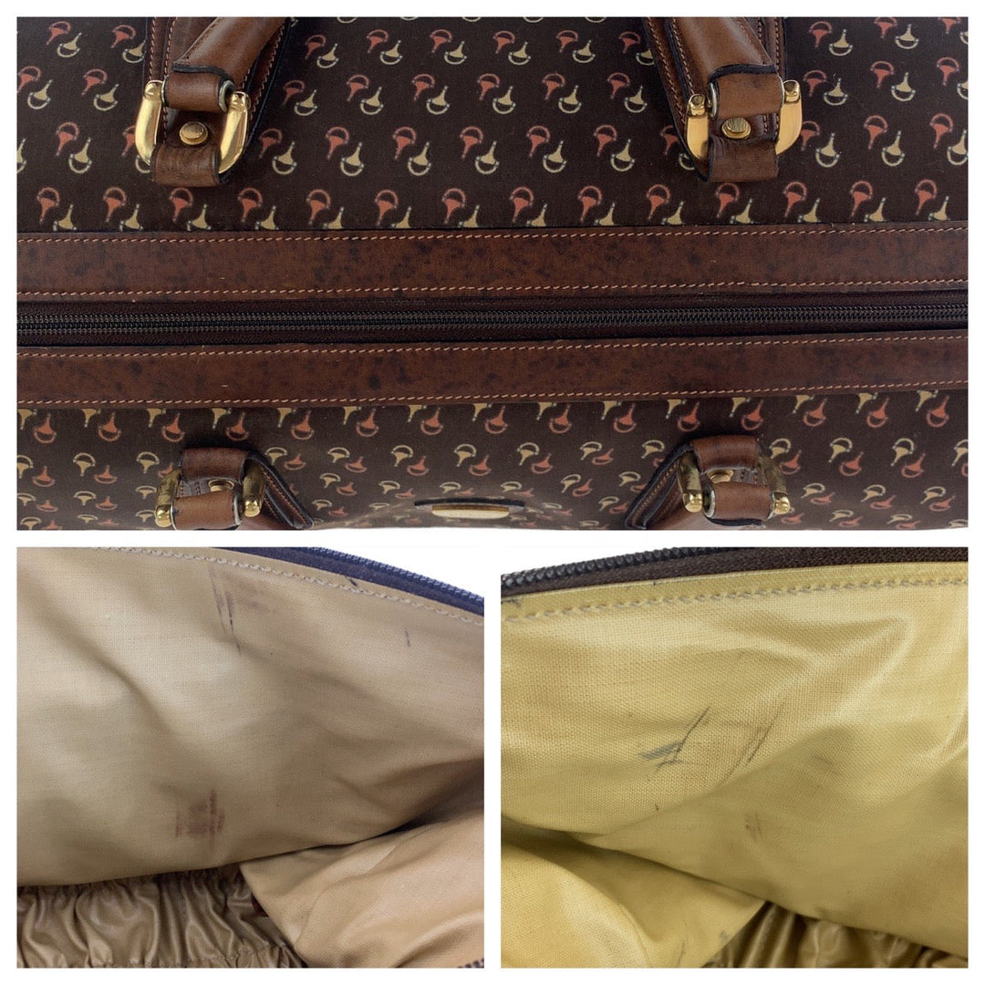 GUCCI Boston Duffel bag Nylon, Leather Brown Gold Metal Boston Duffel bag Crossbody Shoulder Bag 2way Old Gucci Horsebit Pattern Women Used Authentic