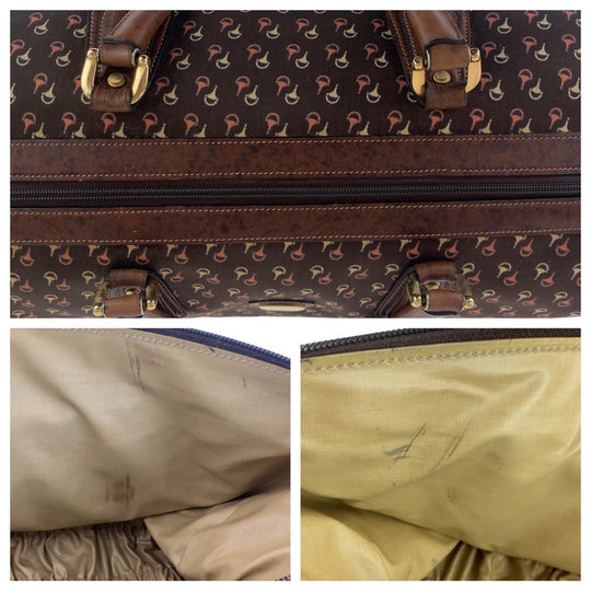 GUCCI Boston Duffel bag Nylon, Leather Brown Gold Metal Boston Duffel bag Crossbody Shoulder Bag 2way Old Gucci Horsebit Pattern Women Used Authentic