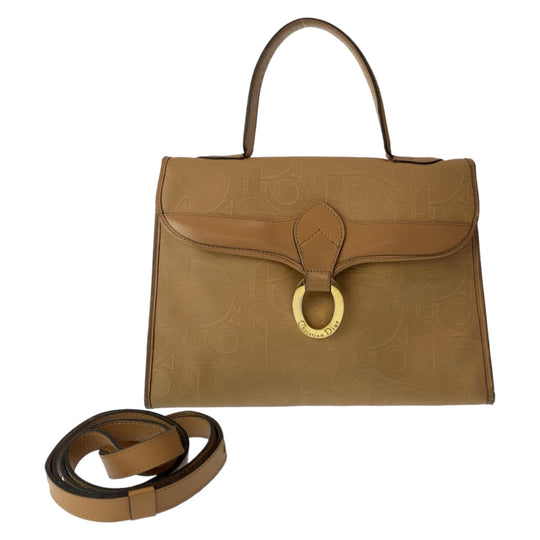 Dior Shoulder Bag Coated canvas, leather Brown Beige Gold Metal Shoulder Bag Handbag 2WAY Trotter Women Used Authentic