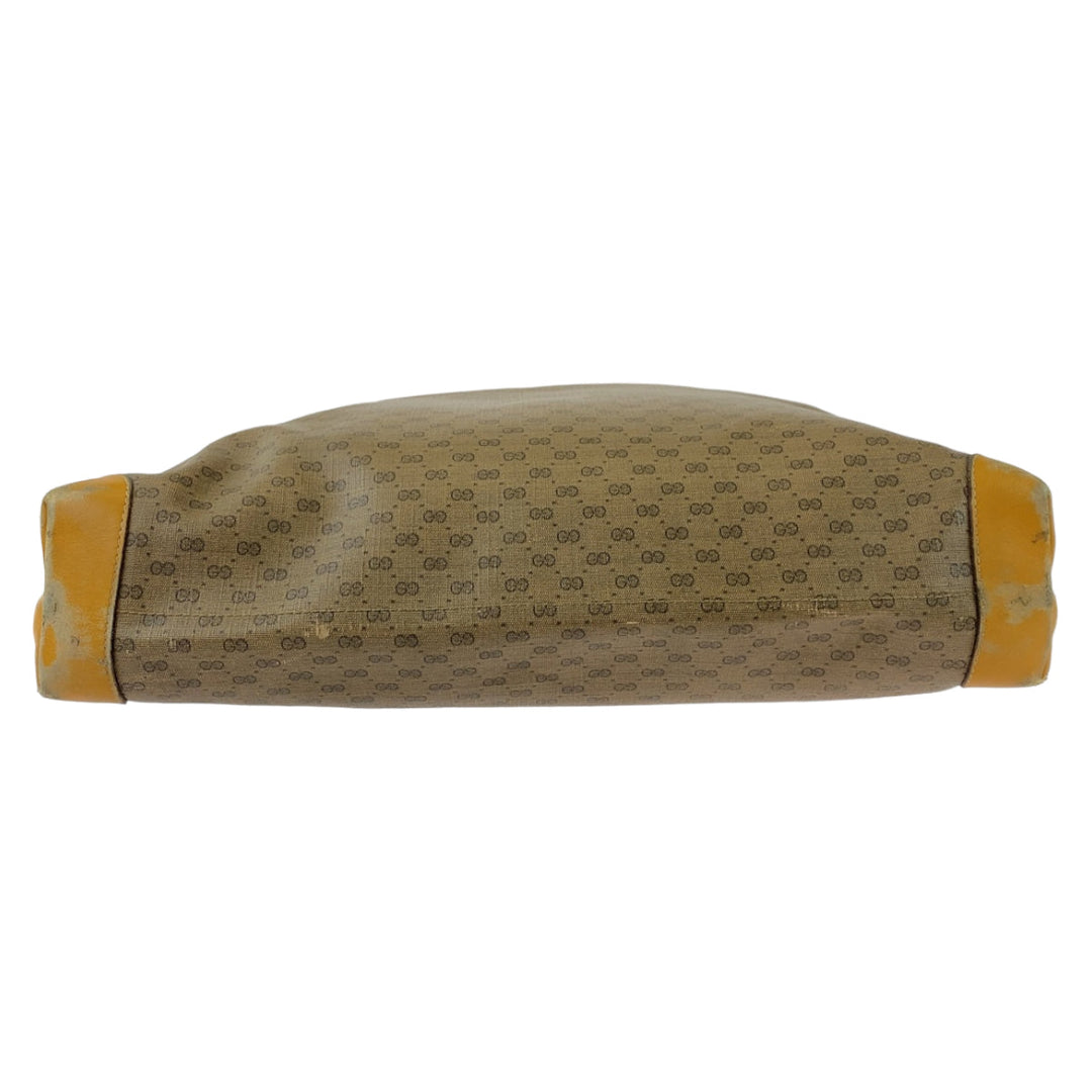 GUCCI Tote Bag 002 983 0163 GG Supreme canvas, leather Brown Beige Gold Metal Tote Bag Shoulder Bag Unisex Old Gucci Shelly Line Micro GG mens Used Authentic
