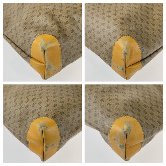 GUCCI Tote Bag 002 983 0163 GG Supreme canvas, leather Brown Beige Gold Metal Tote Bag Shoulder Bag Unisex Old Gucci Shelly Line Micro GG mens Used Authentic