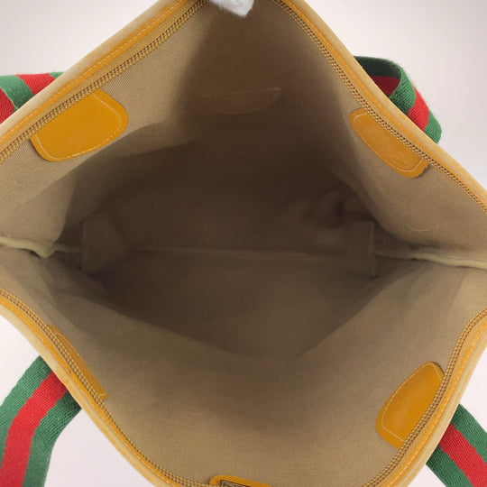 GUCCI Tote Bag 002 983 0163 GG Supreme canvas, leather Brown Beige Gold Metal Tote Bag Shoulder Bag Unisex Old Gucci Shelly Line Micro GG mens Used Authentic