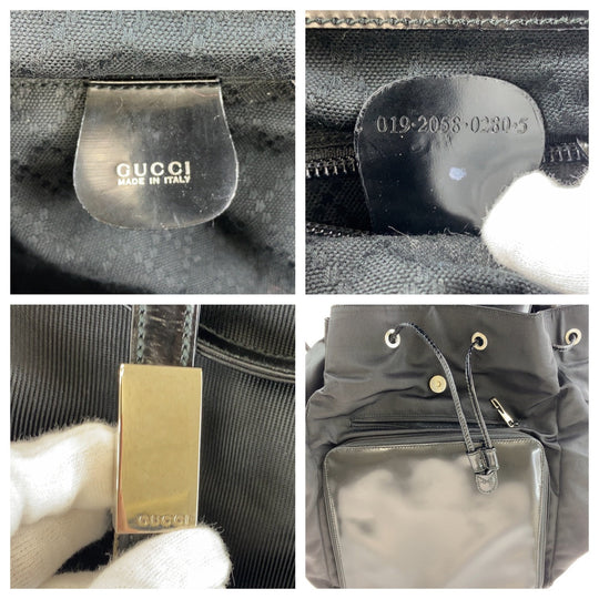 GUCCI Backpack 019 2058 0280 5 Enamel, Nylon Black SilverMetal Backpacks and daypacks for men and women Women Used Authentic