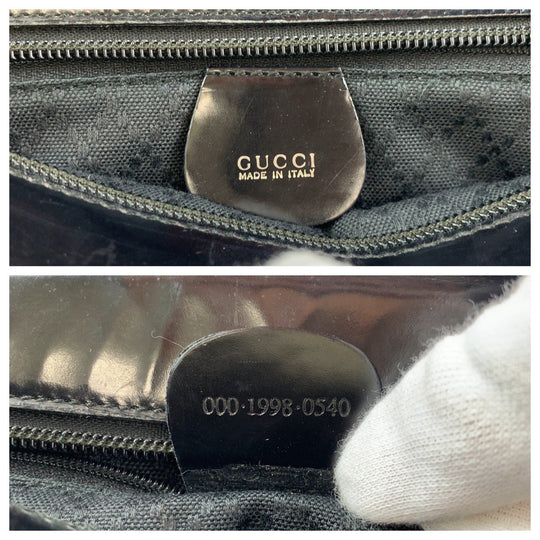 GUCCI Tote Bag 000 1998 0540 Canvas, Leather Black Silver Metal Tote Bag handbag Bamboo Women Used Authentic