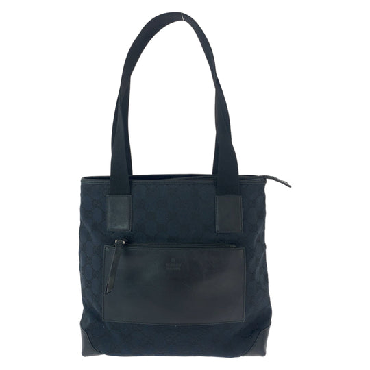 GUCCI Tote Bag 019 0402 GG canvas Black SilverMetal Tote Bag Shoulder Bag Women Used Authentic