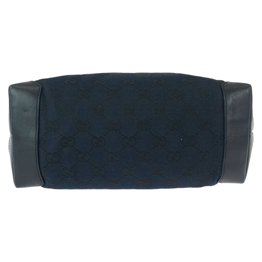 GUCCI Tote Bag 019 0402 GG canvas Black SilverMetal Tote Bag Shoulder Bag Women Used Authentic
