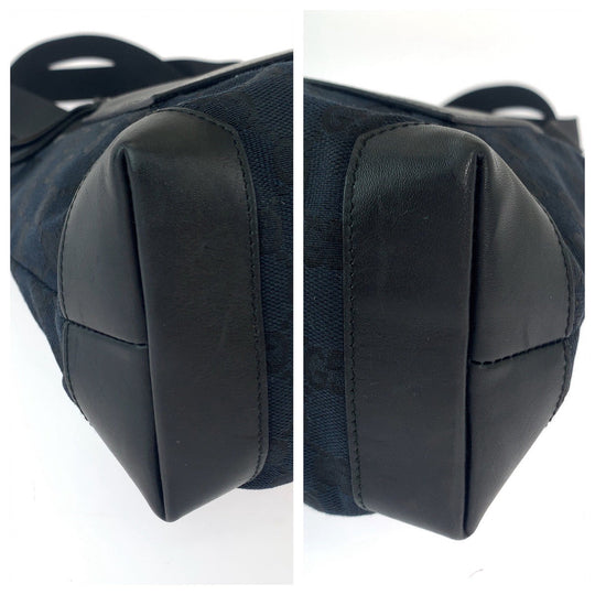 GUCCI Tote Bag 019 0402 GG canvas Black SilverMetal Tote Bag Shoulder Bag Women Used Authentic