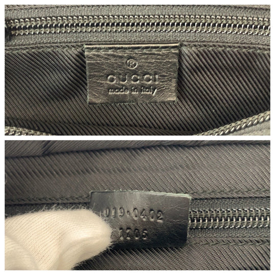 GUCCI Tote Bag 019 0402 GG canvas Black SilverMetal Tote Bag Shoulder Bag Women Used Authentic