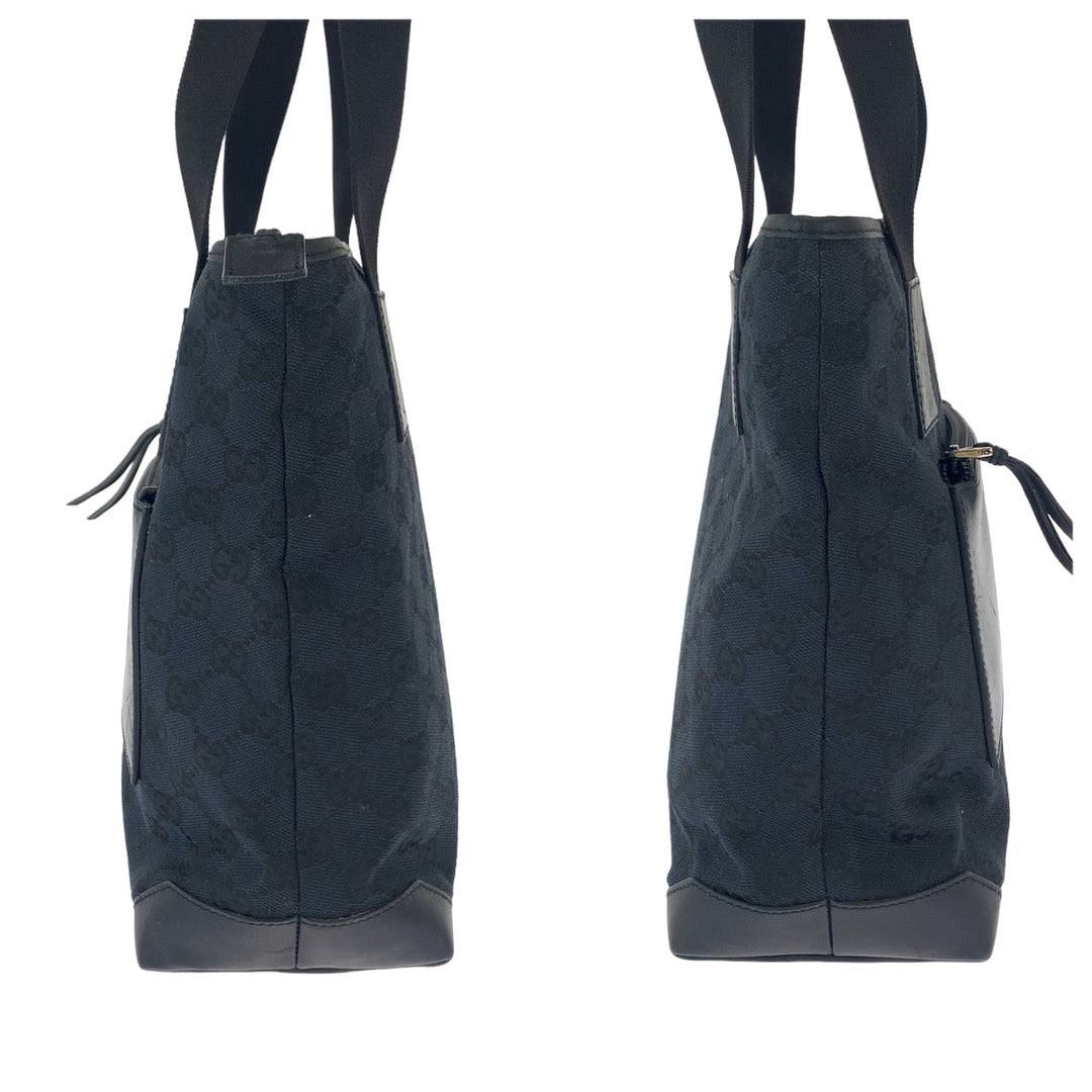 GUCCI Tote Bag 019 0402 GG canvas Black SilverMetal Tote Bag Shoulder Bag Women Used Authentic