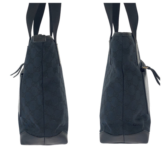 GUCCI Tote Bag 019 0402 GG canvas Black SilverMetal Tote Bag Shoulder Bag Women Used Authentic