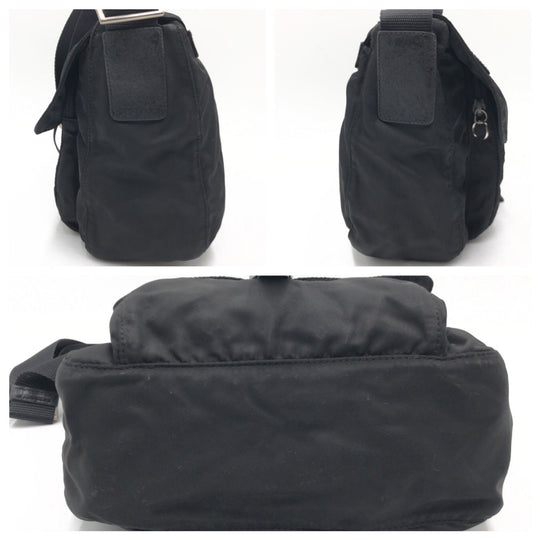 PRADA Shoulder Bag Nylon Black black Shoulder back pochette Test Triangular logo mens Used Authentic