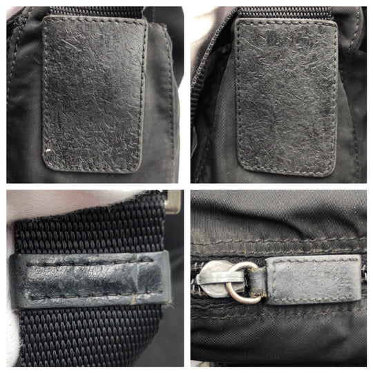 PRADA Shoulder Bag Nylon Black black Shoulder back pochette Test Triangular logo mens Used Authentic